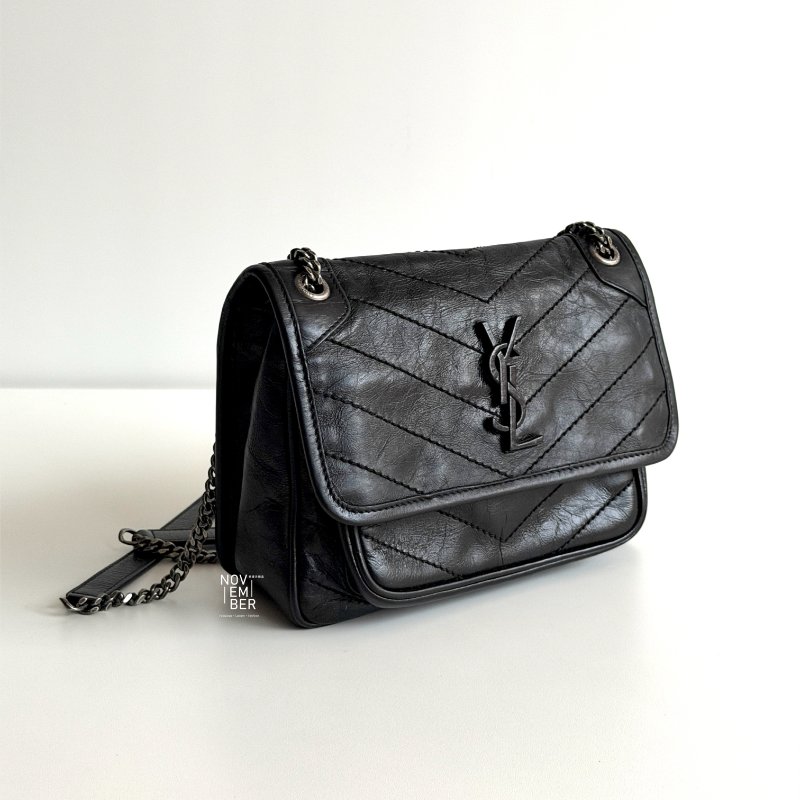 99新🆕 Saint Laurent YSL 聖羅蘭 Nikki Baby 黑色銀鏈-2