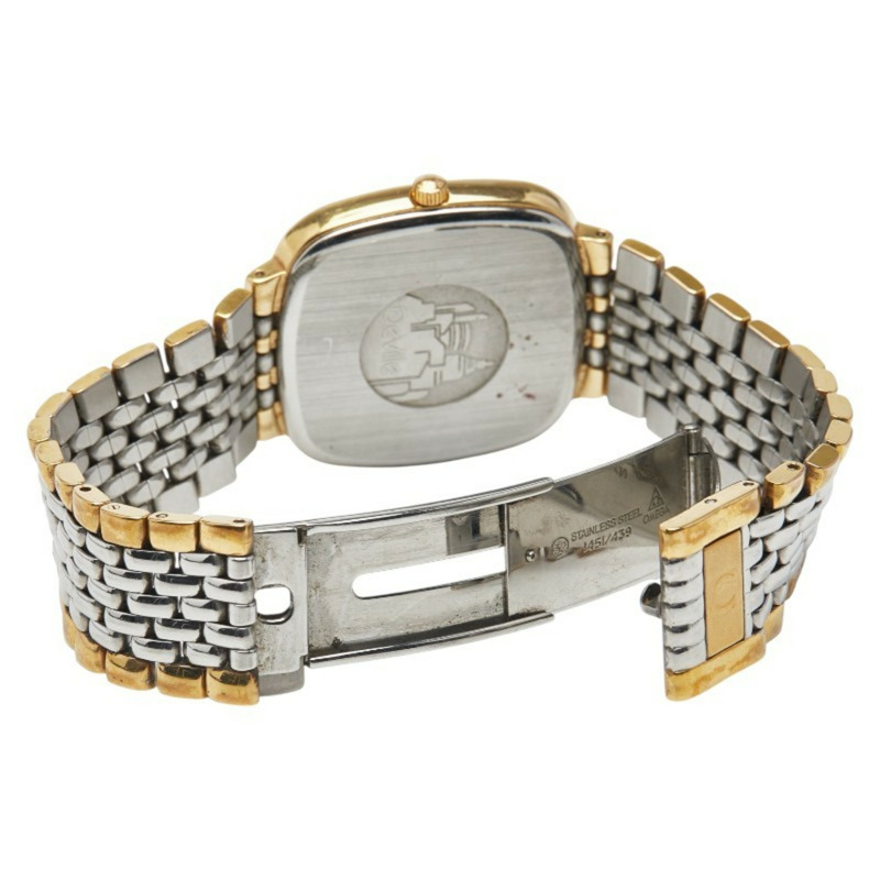 歐米茄碟飛系列男士石英腕錶，金色錶盤，不鏽鋼鍍層錶殼-2