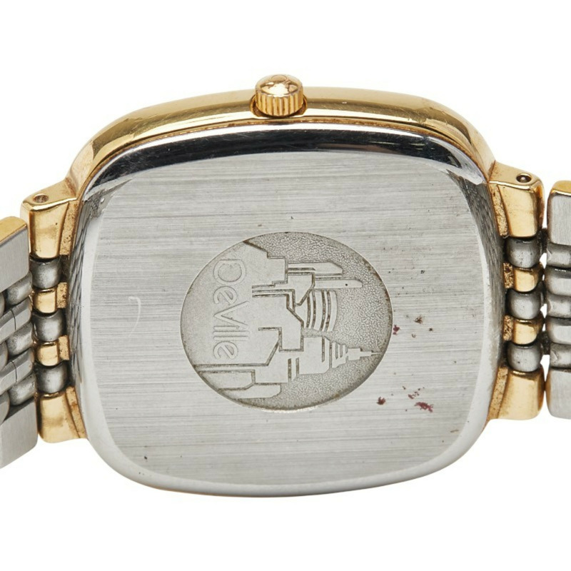 歐米茄碟飛系列男士石英腕錶，金色錶盤，不鏽鋼鍍層錶殼-3