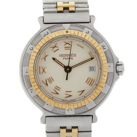 愛馬仕 Captain Nemo 石英腕錶，米色錶盤，不鏽鋼鍍層，女士款