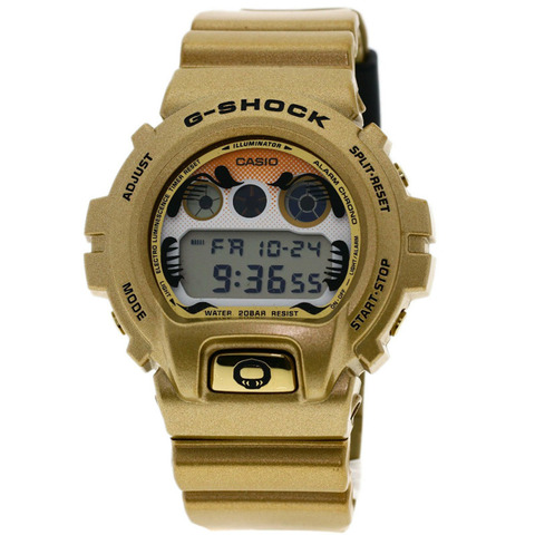 卡西歐 DW-6900GDA G-Shock 達摩圖案金色樹脂男士手錶