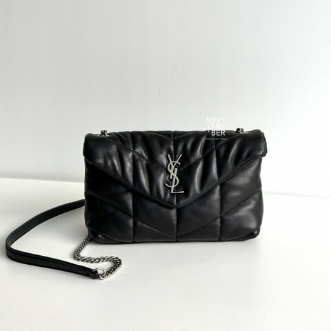 99新🆕 Saint Laurent YSL 聖羅蘭 Lou Lou puffer mini黑色銀鏈