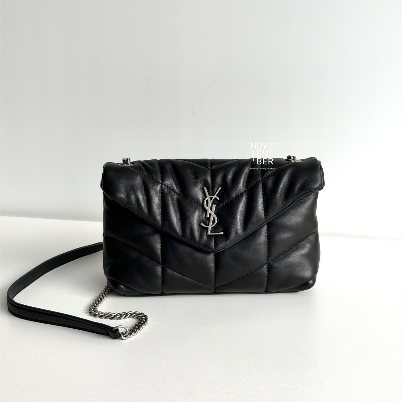 99新🆕 Saint Laurent YSL 聖羅蘭 Lou Lou puffer mini黑色銀鏈-0