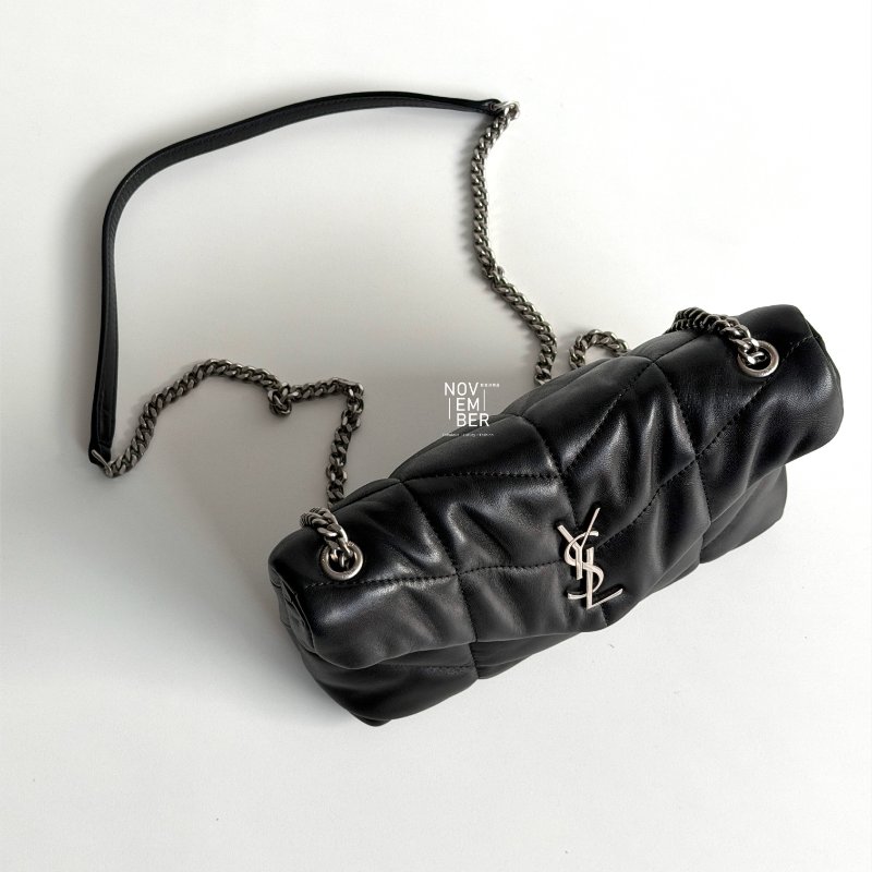 99新🆕 Saint Laurent YSL 聖羅蘭 Lou Lou puffer mini黑色銀鏈-2