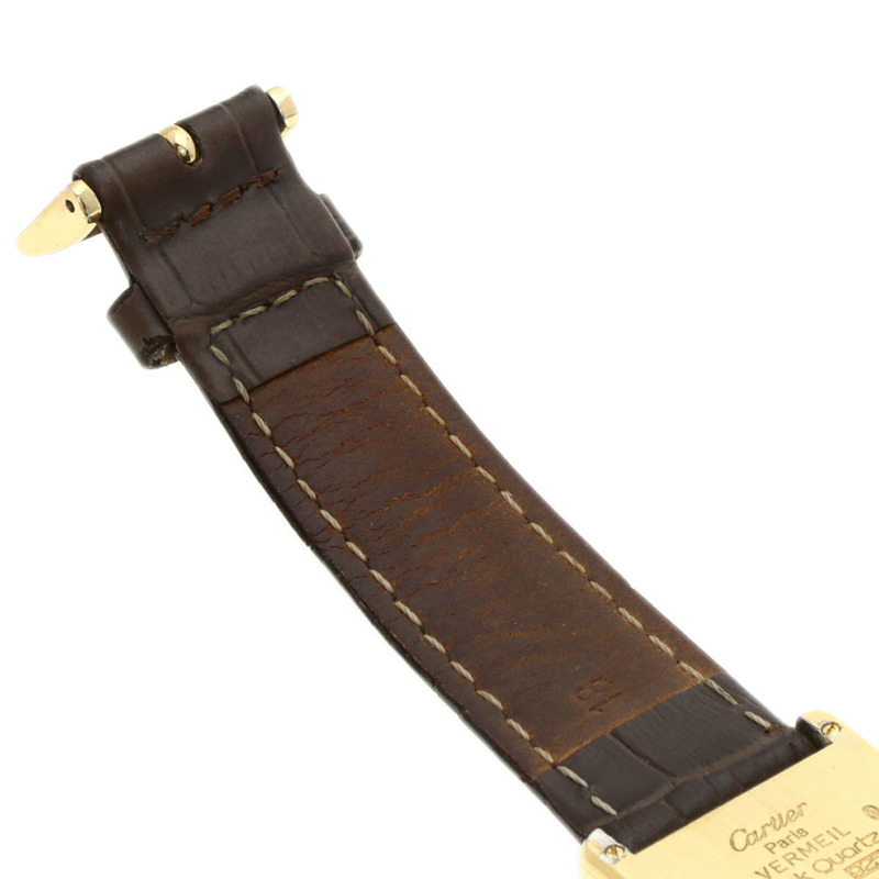 卡地亞 Must Tank Vermeil 女士腕錶,銀色皮革錶帶-11