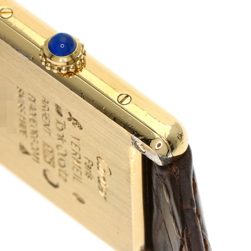 卡地亞 Must Tank Vermeil 女士腕錶,銀色皮革錶帶-13