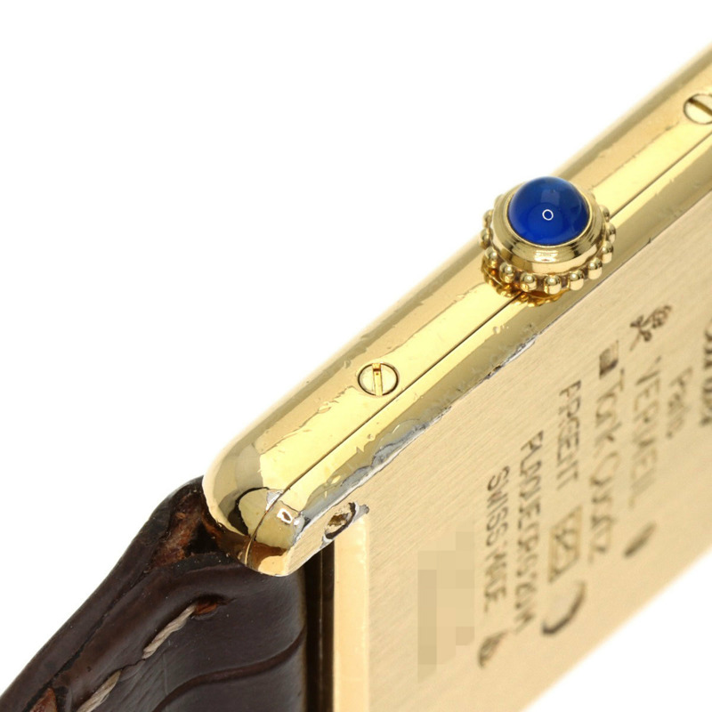 卡地亞 Must Tank Vermeil 女士腕錶,銀色皮革錶帶-14