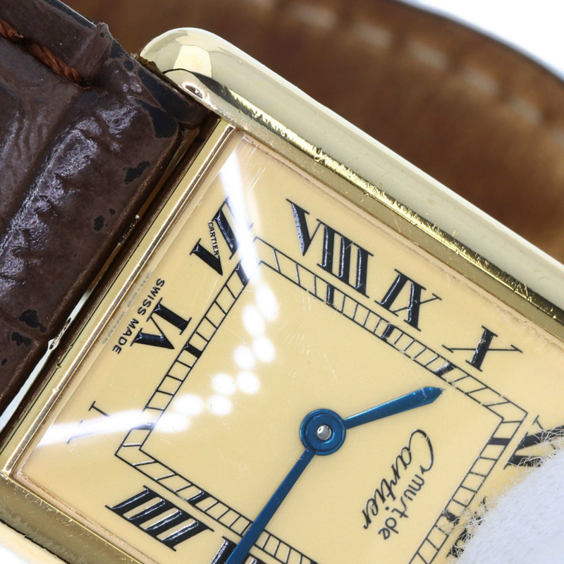 卡地亞 Must Tank Vermeil 女士腕錶,銀色皮革錶帶-26