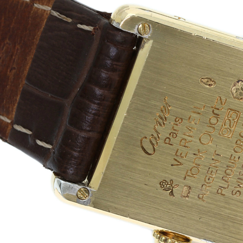 卡地亞 Must Tank Vermeil 女士腕錶,銀色皮革錶帶-27