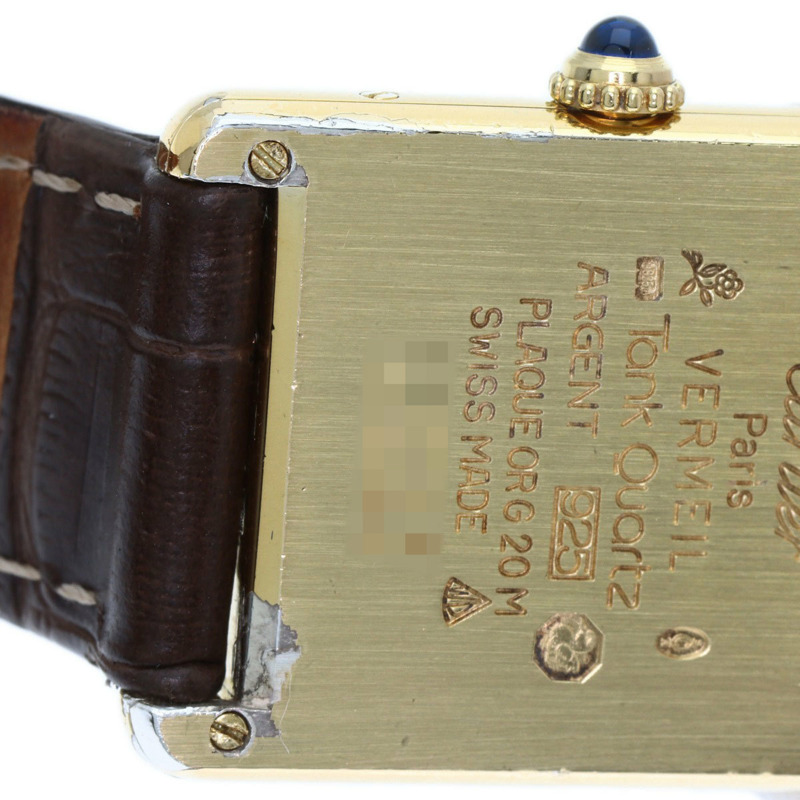 卡地亞 Must Tank Vermeil 女士腕錶,銀色皮革錶帶-28