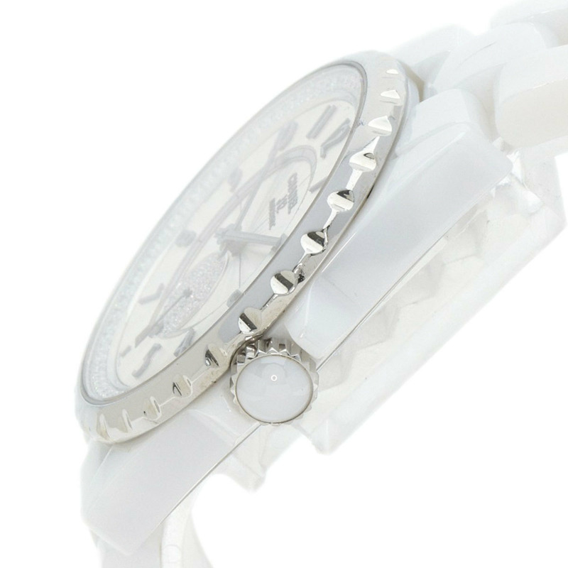 香奈兒 H3841 J12-365 男童鑽石白色陶瓷腕錶-4