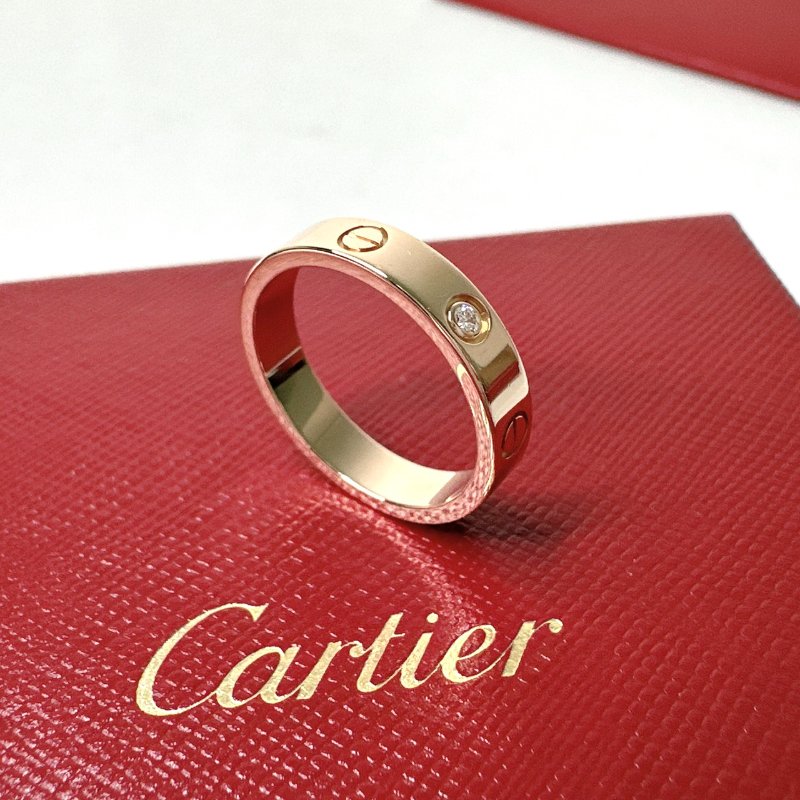 Cartier LOVE 18K玫瑰金單鑽戒指-2