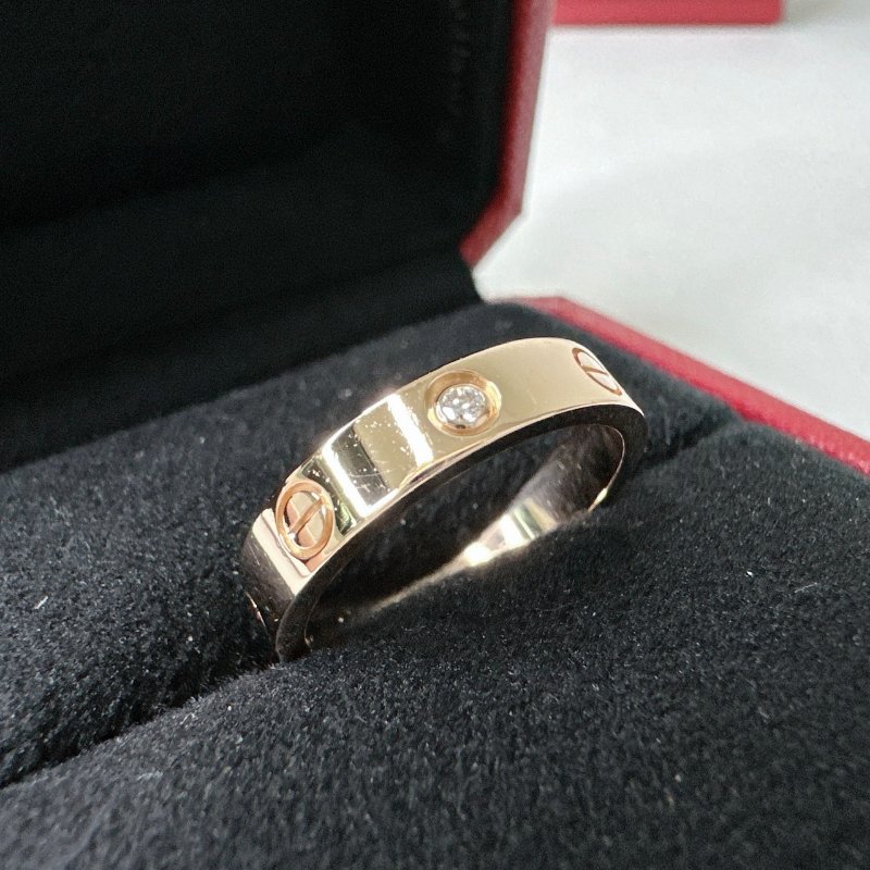 Cartier LOVE 18K玫瑰金單鑽戒指-3