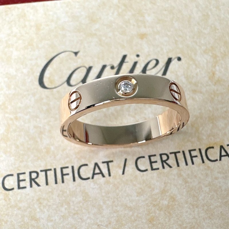 Cartier LOVE 18K玫瑰金單鑽戒指-5