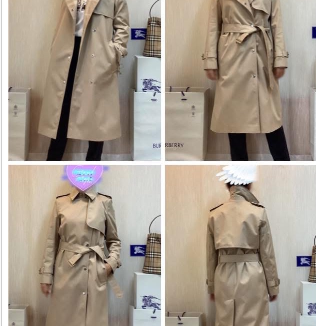 BURBERRY英國柔黃褐色長版格紋領 Gabardine 風衣UK6-2