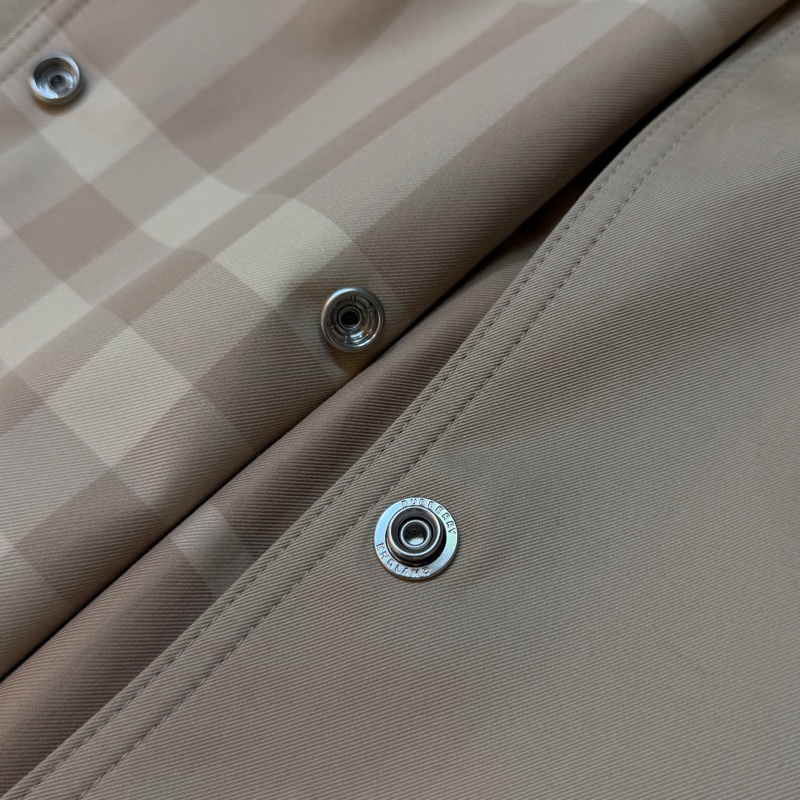 BURBERRY英國柔黃褐色長版格紋領 Gabardine 風衣UK6-8