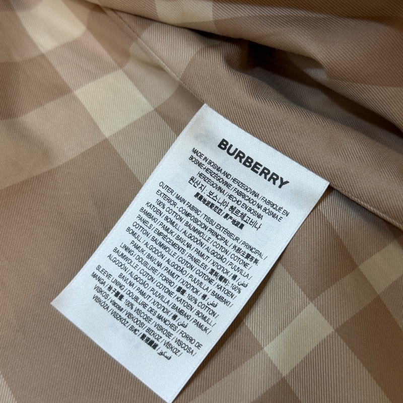 BURBERRY英國柔黃褐色長版格紋領 Gabardine 風衣UK6-14