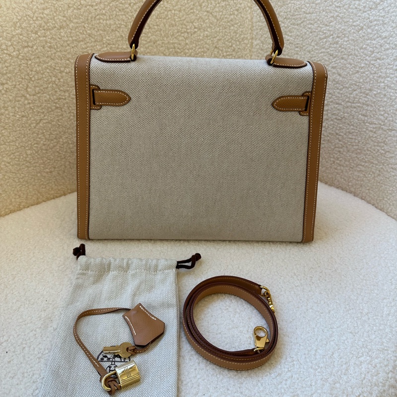 新到📍愛馬仕 Kelly 32 帆布拼皮 圈Y原始成色 品相極佳幾乎全新!拼色真的絕了,圈Y設計很特別,-1