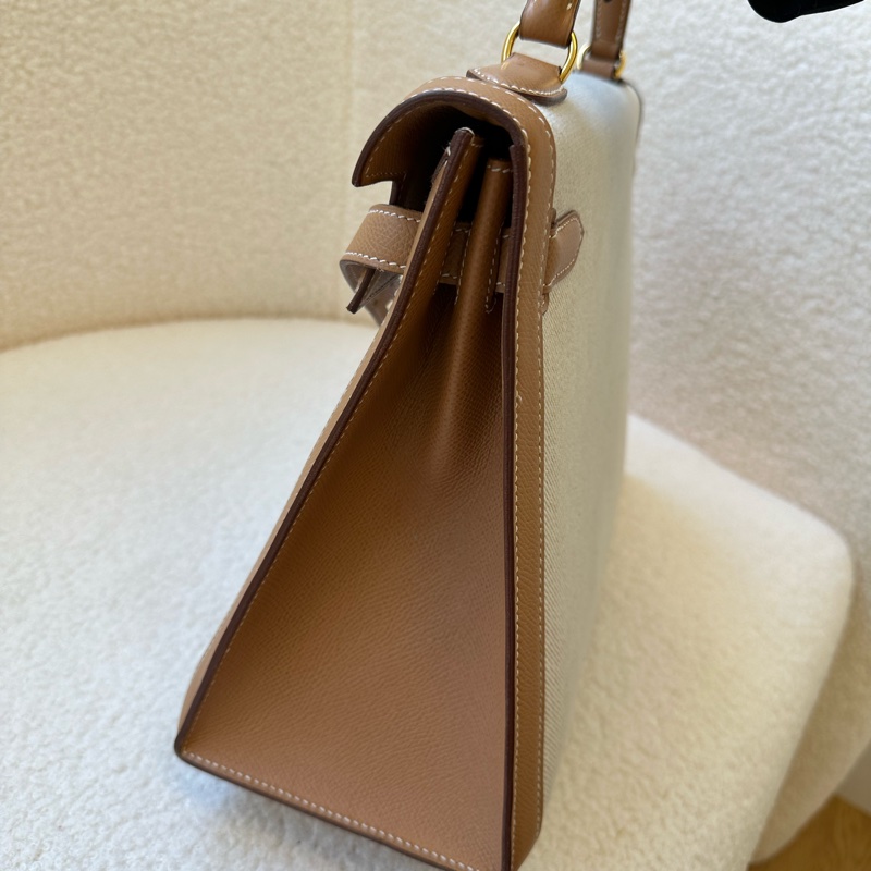 新到📍愛馬仕 Kelly 32 帆布拼皮 圈Y原始成色 品相極佳幾乎全新!拼色真的絕了,圈Y設計很特別,-5