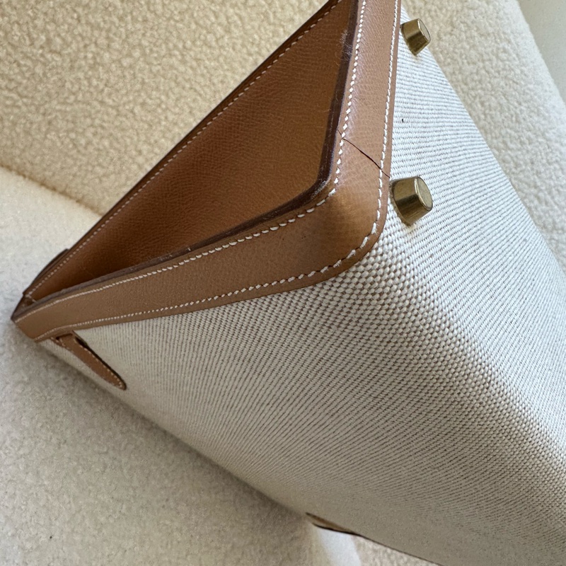 新到📍愛馬仕 Kelly 32 帆布拼皮 圈Y原始成色 品相極佳幾乎全新!拼色真的絕了,圈Y設計很特別,-14