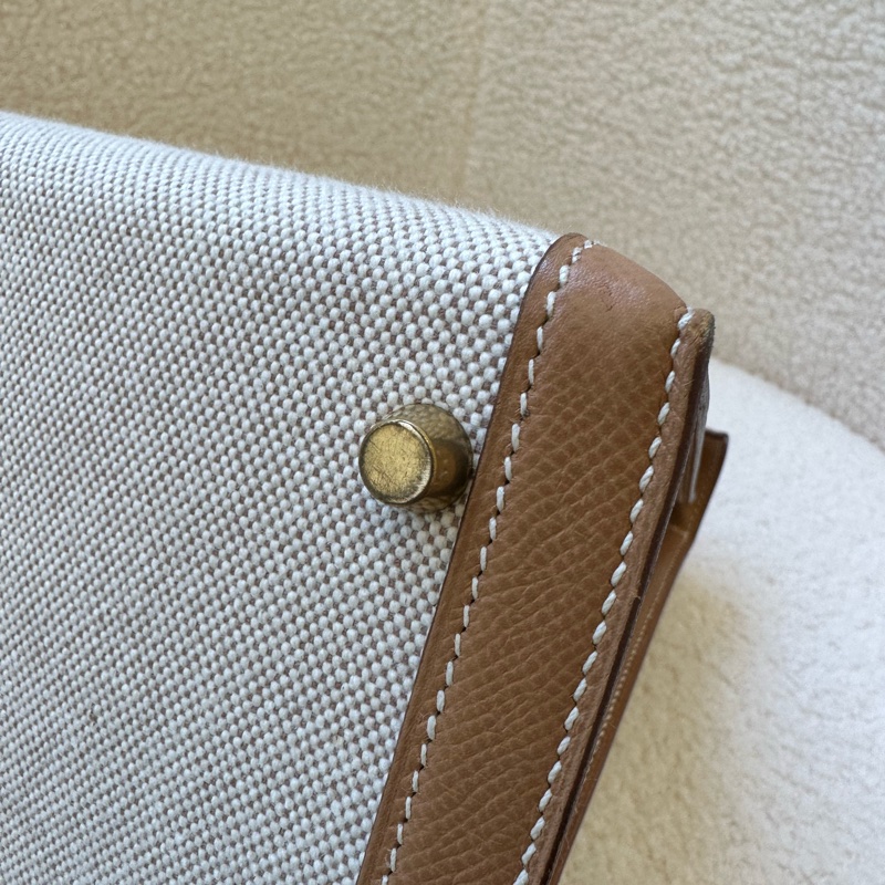 新到📍愛馬仕 Kelly 32 帆布拼皮 圈Y原始成色 品相極佳幾乎全新!拼色真的絕了,圈Y設計很特別,-15