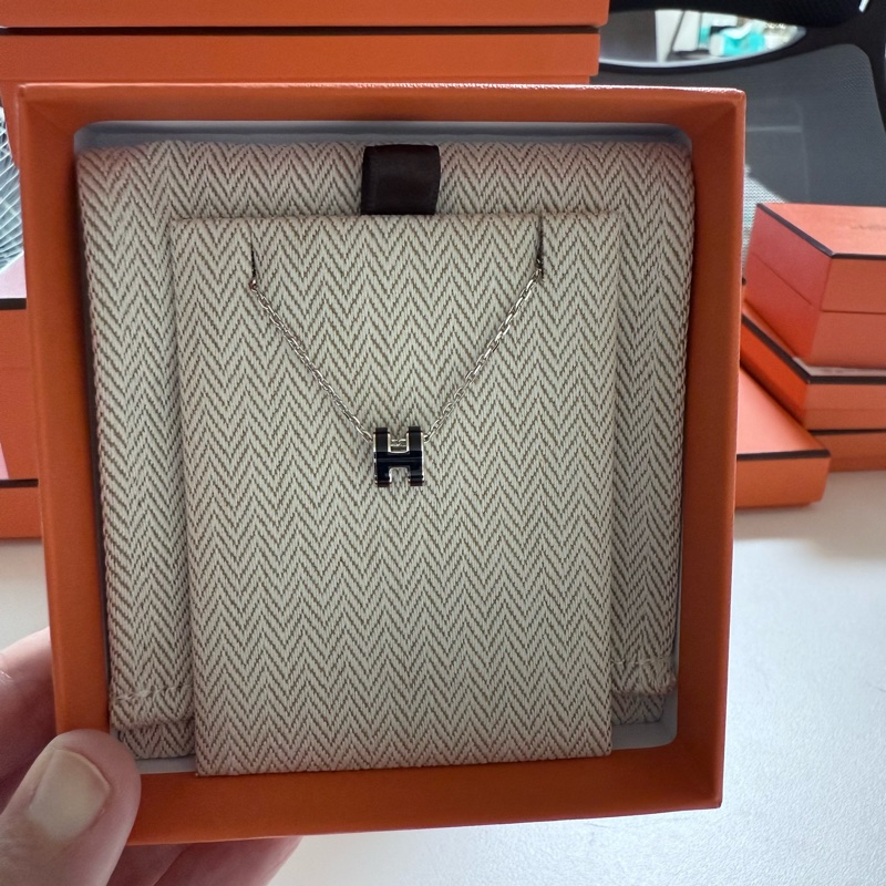 Hermes Mini Pop H項鍊 黑銀-6