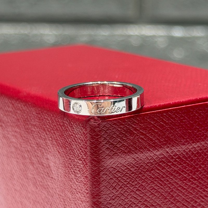 Cartier C DE CARTIER白金單鑽婚戒-4