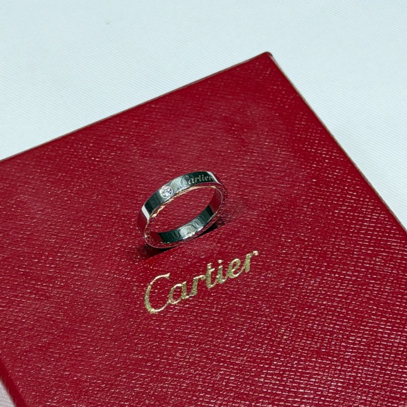 Cartier C DE CARTIER白金單鑽婚戒-5