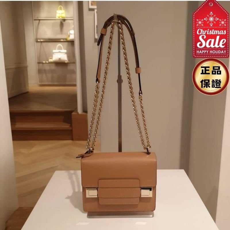 🎊佳節特賣🎁Delvaux Madame Chaine小型鍊帶牛皮肩揹包 白色/ 牛奶糖色-0