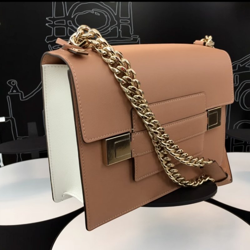 🎊佳節特賣🎁Delvaux Madame Chaine小型鍊帶牛皮肩揹包 白色/ 牛奶糖色-3
