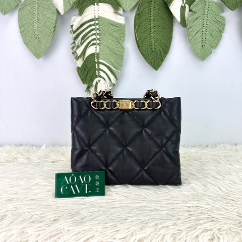 閑置品🌟CHANEL 22b 黑金羊皮鏈條Tote Bag 晶片款