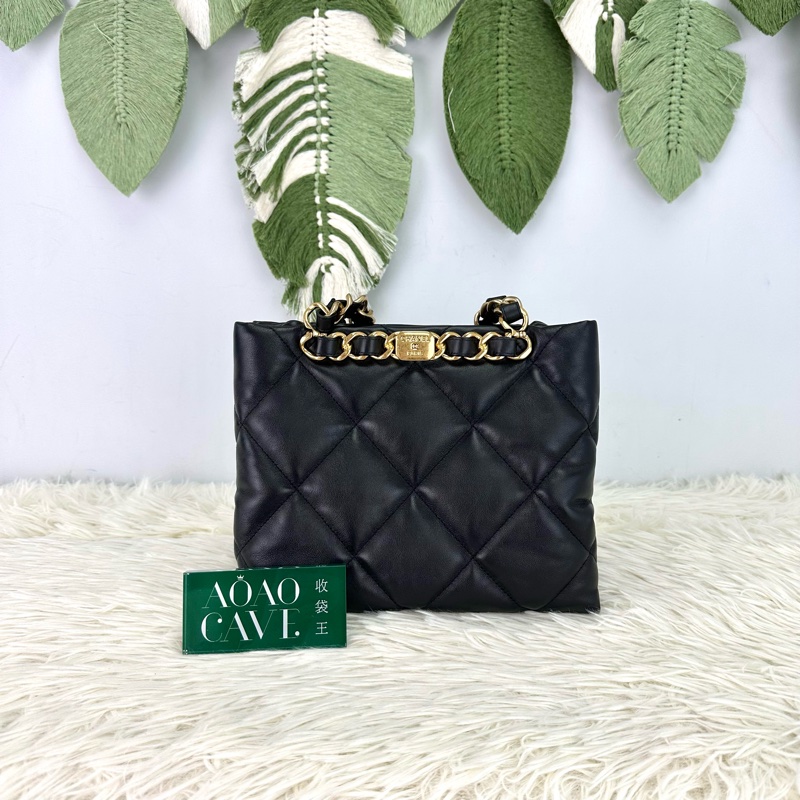 閑置品🌟CHANEL 22b 黑金羊皮鏈條Tote Bag 晶片款-0