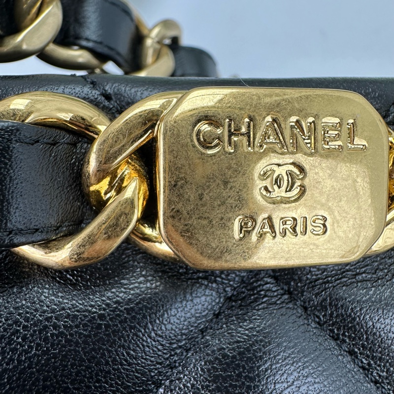 閑置品🌟CHANEL 22b 黑金羊皮鏈條Tote Bag 晶片款-6