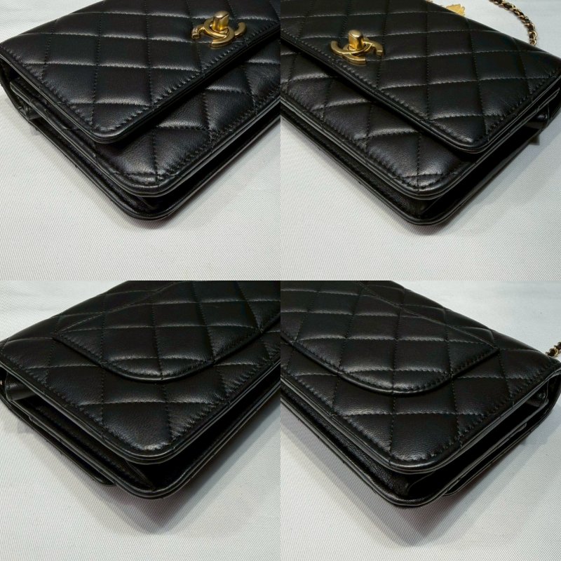 CHANEL 23A小羊皮獅頭鏈帶WOC-9