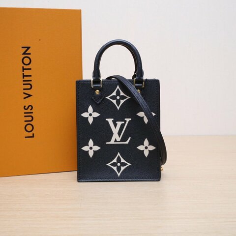 LOUIS VUITTON PETITSACPLAT琴譜包14黑白牛皮晶片肩背包