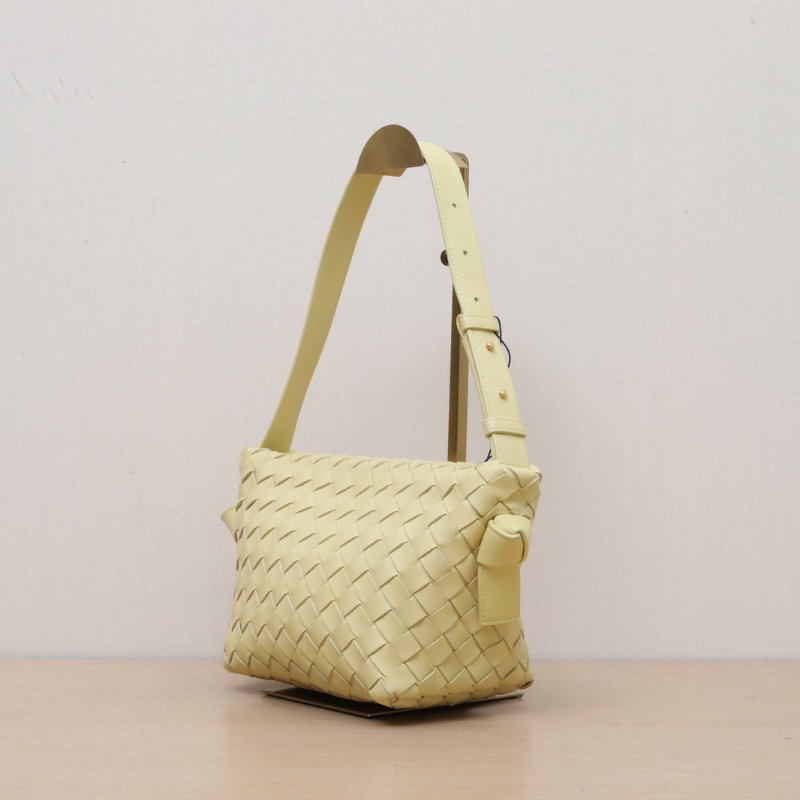 BOTTEGA VENETA 黃色羊皮金扣Tiehobo編織腋下包肩背包-3