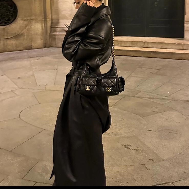 閑置品🌟25c 嬉皮款黑金羊皮HOBO Small Size 晶片款 2025年-1