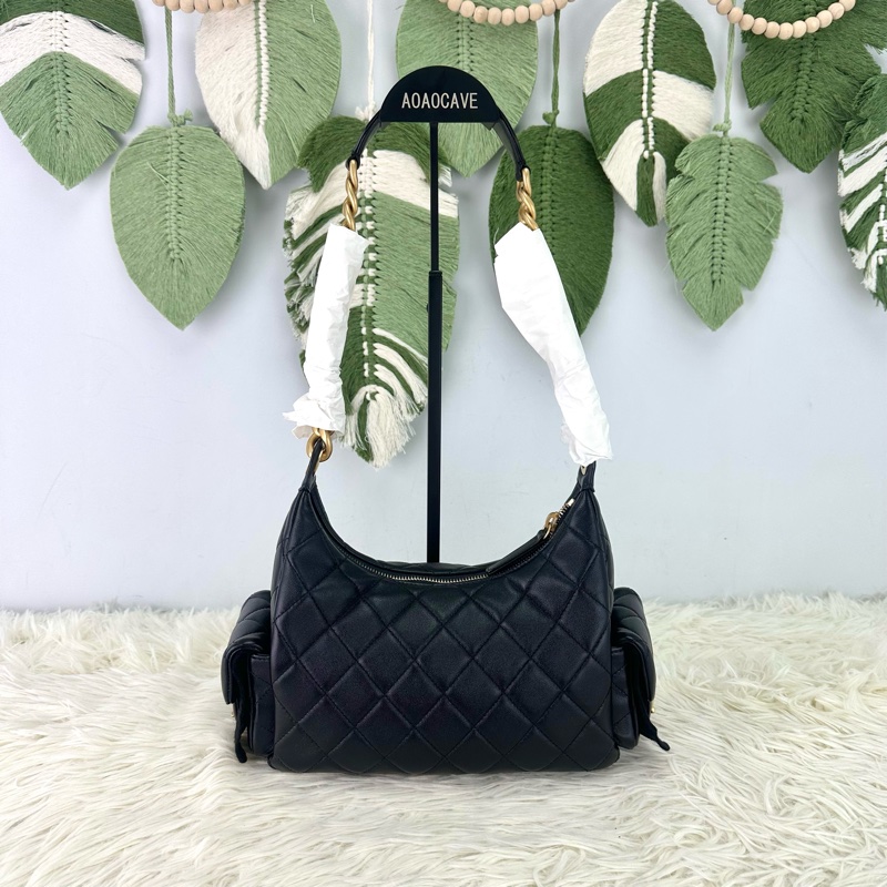 閑置品🌟25c 嬉皮款黑金羊皮HOBO Small Size 晶片款 2025年-4