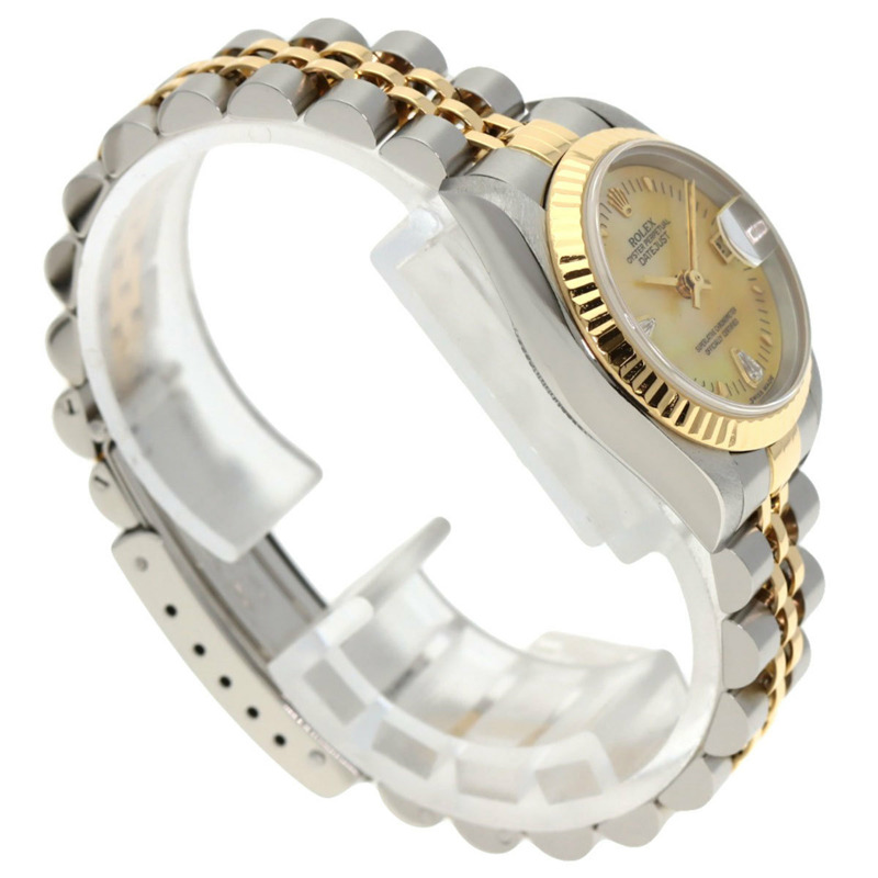 勞力士 79173N2BR 日誌型腕錶，黃色錶殼鑲嵌兩顆鑽石，不鏽鋼錶殼，18K金錶殼，女款-1