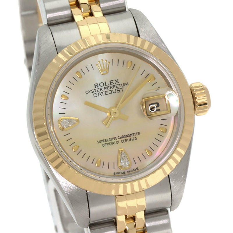 勞力士 79173N2BR 日誌型腕錶，黃色錶殼鑲嵌兩顆鑽石，不鏽鋼錶殼，18K金錶殼，女款-3