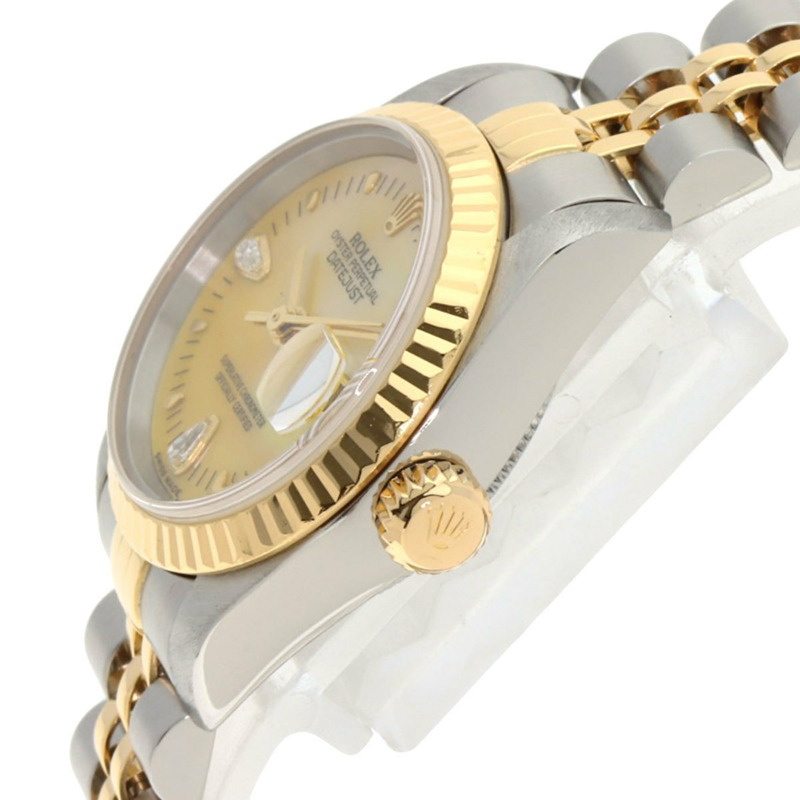 勞力士 79173N2BR 日誌型腕錶，黃色錶殼鑲嵌兩顆鑽石，不鏽鋼錶殼，18K金錶殼，女款-4