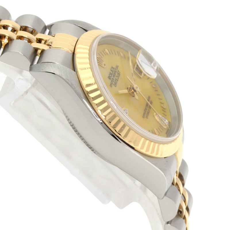 勞力士 79173N2BR 日誌型腕錶，黃色錶殼鑲嵌兩顆鑽石，不鏽鋼錶殼，18K金錶殼，女款-5