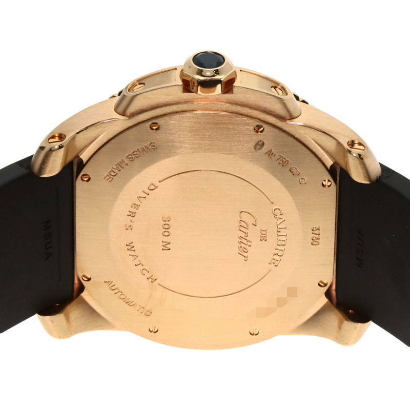 卡地亞 W7100052 Calibre de Diver's 男士腕錶，18K 玫瑰金，橡膠錶帶-6