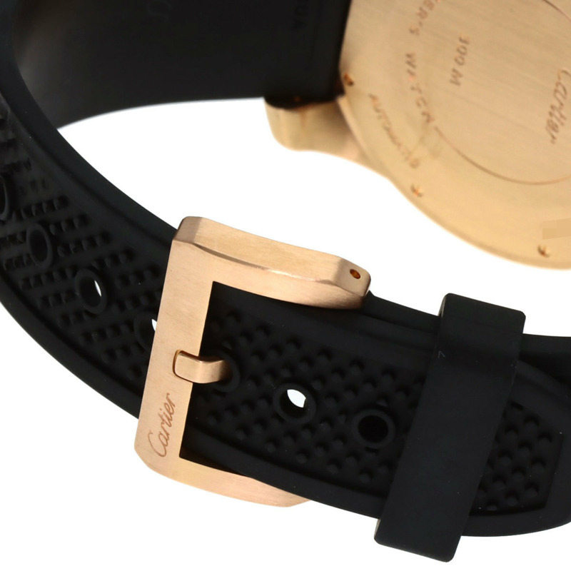 卡地亞 W7100052 Calibre de Diver's 男士腕錶，18K 玫瑰金，橡膠錶帶-7