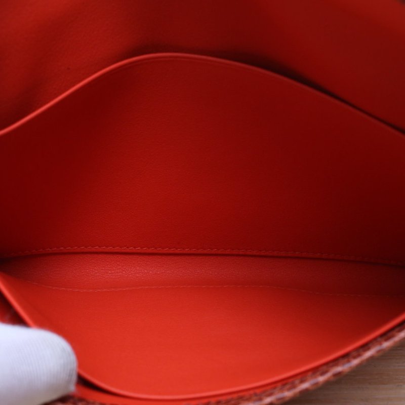 HERMES JigeElan手包219J火焰橙Swift皮/蜥蜴皮T刻銀扣肩背包-2