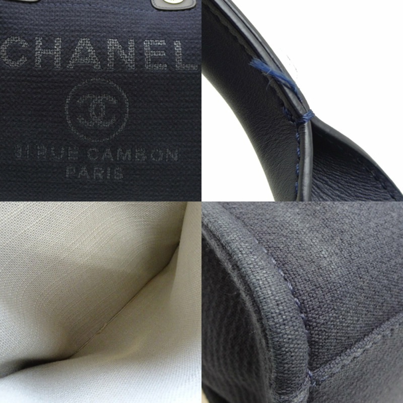 香奈兒 Deauville 鏈條手提單肩包 AS3257,帆布,海軍藍-7