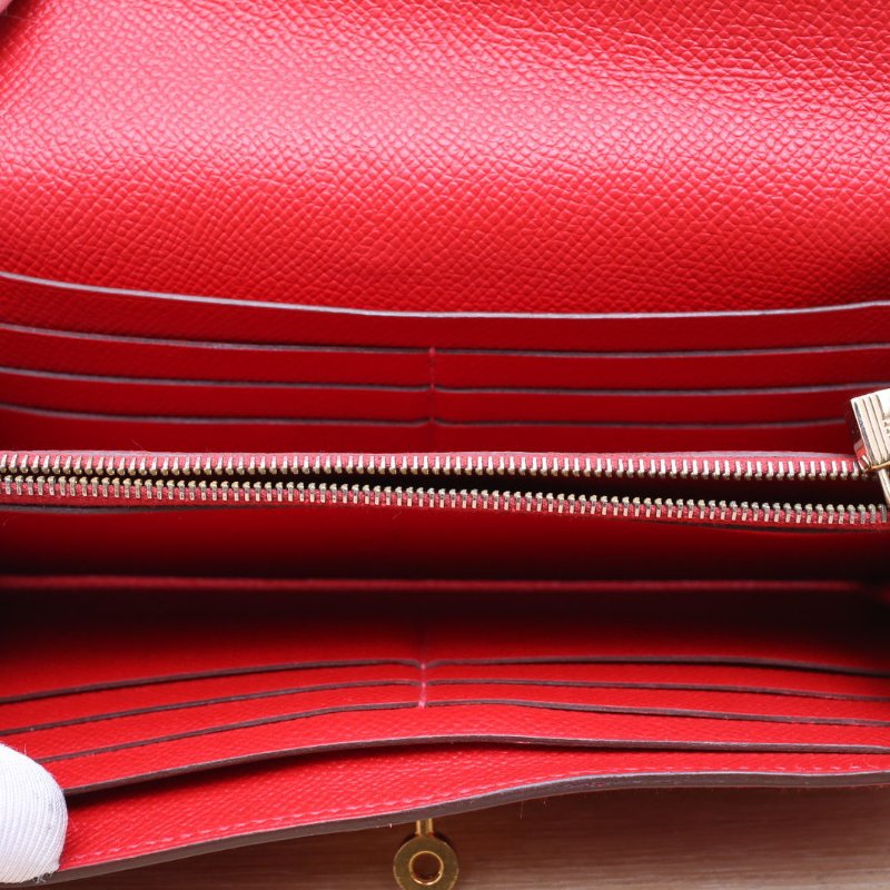 HERMES Kelly長款錢包Q5國旗紅Epsom皮框Q金扣肩背包-2