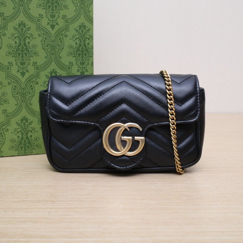 GUCCI GGMarmont肩背包超Mini16.5黑色牛皮金扣肩背包-0