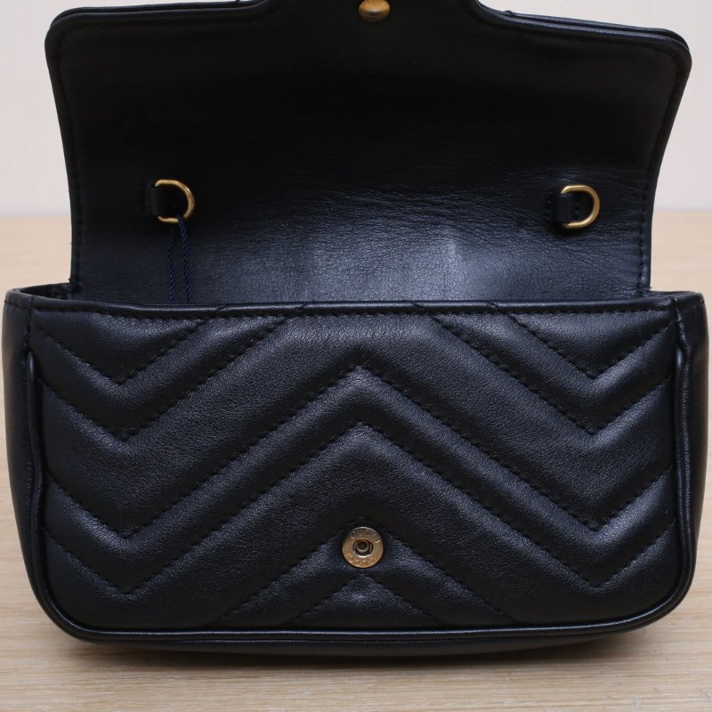 GUCCI GGMarmont肩背包超Mini16.5黑色牛皮金扣肩背包-2