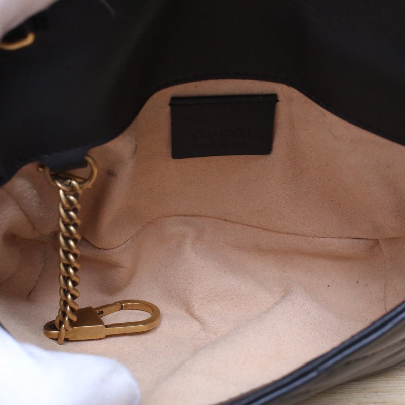 GUCCI GGMarmont肩背包超Mini16.5黑色牛皮金扣肩背包-3